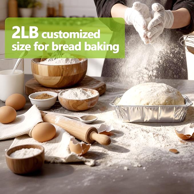 UBeesize 2Lb Thicker & Heavy Duty Disposable Aluminum Loaf Pans, 50 Pack Ultra Sturdy 8.5 x 4.5 Foil Bread Pans for Baking Banana Bread, Cakes, Meatloaf & Food Storage