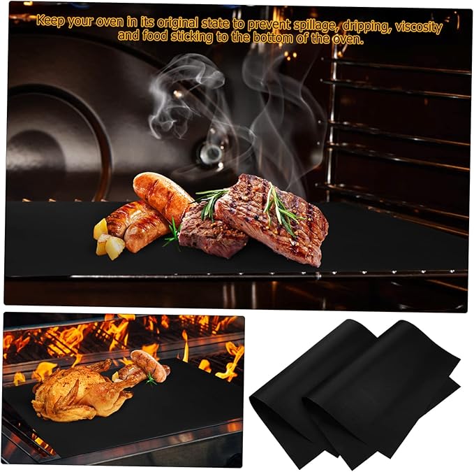 Garneck 9pcs Non-stick Heat Resistant Baking Mats Oven Liners for Barbecue Air Fryer and Cooking Black Grill Mats for Even Heating and Easy Clean-up