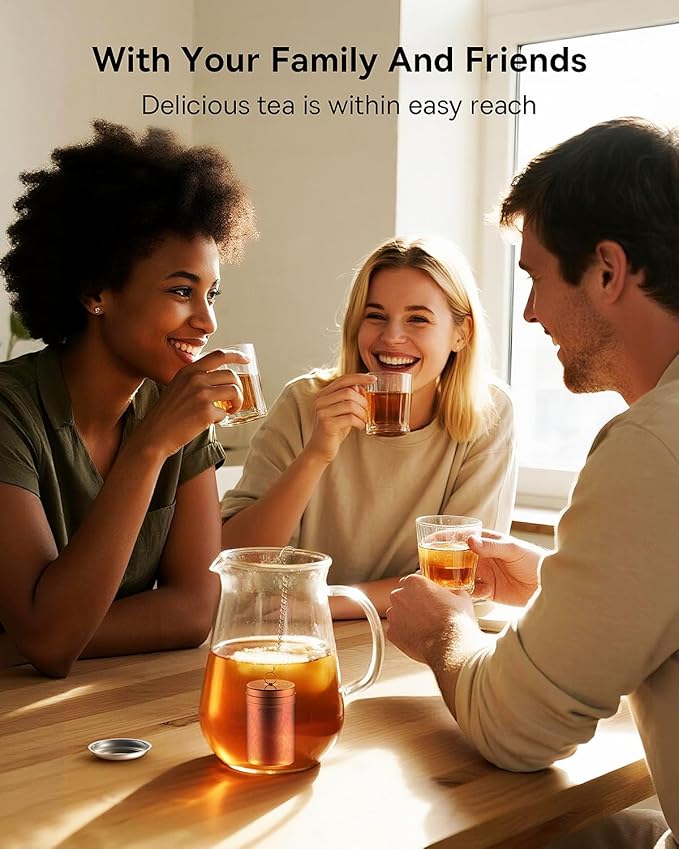 House Again 2 Pack Tea Strainers for Loose Tea, Extra Fine Mesh Tea Infuser, Updated Slim Threaded Lid & 304 Stainless Steel, Tea Ball Filter Bags Diffusers, Loose Leaf Tea Steeper for Brew Spices