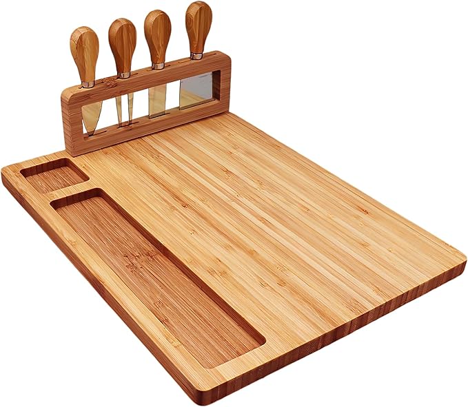 Charcuterie Boards Cheese Board:Charcuterie Boards Gift Set with 4 Cheese Knives,Charcuterie Board Set Suitable for Holiday Gift, Wedding Gift, Housewarming Gift