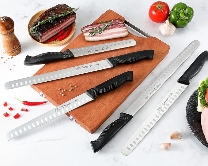 Carving Knife 14-Inch with Razor Sharp Granton Edge for Turkey, Ham, Meat Slicing and Cutting – NSF Certified, German Stainless Steel Blade, Black