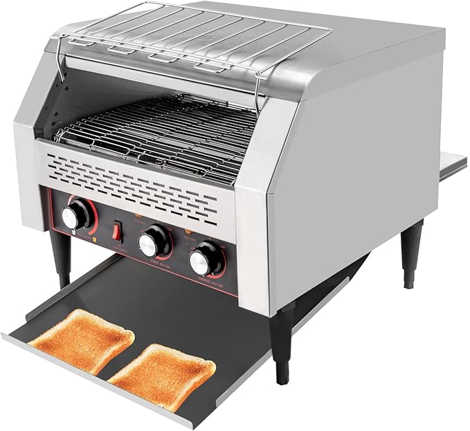 450 Slices/Hour Commercial Toaster, 110V 2600W Electric Conveyor Toaster Oven Stainless Steel Commercial Conveyor Belt Toasters for Restaurant, Bakery, Buffet Use