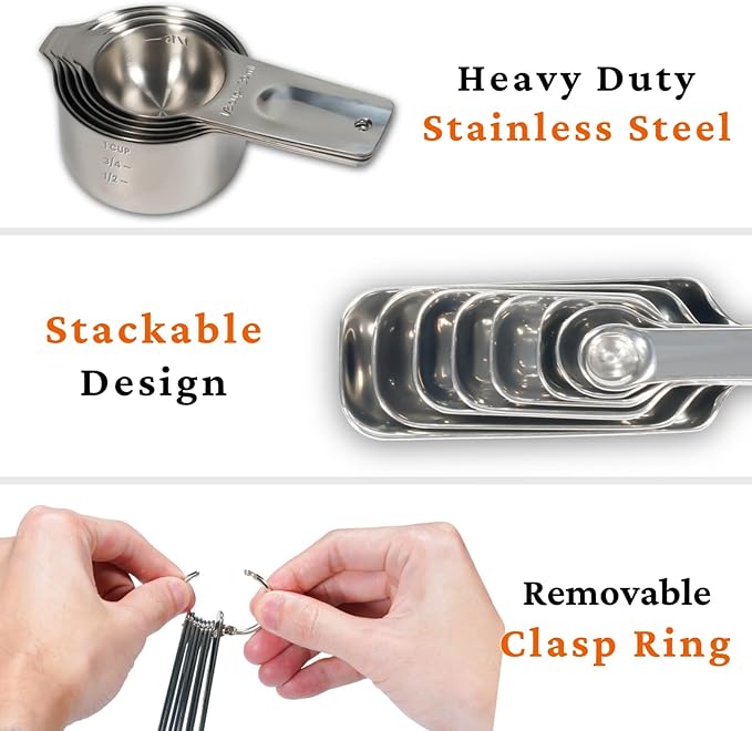 30PCS Measuring Cups and Spoons Set, 7 Nesting Measuring Cups, 18 Measuring Spoons and 5 Mini Spoons, Stainless Steel Kitchen Measuring Set for Dry and Liquid Ingredients, Perfect for Cooking & Baking