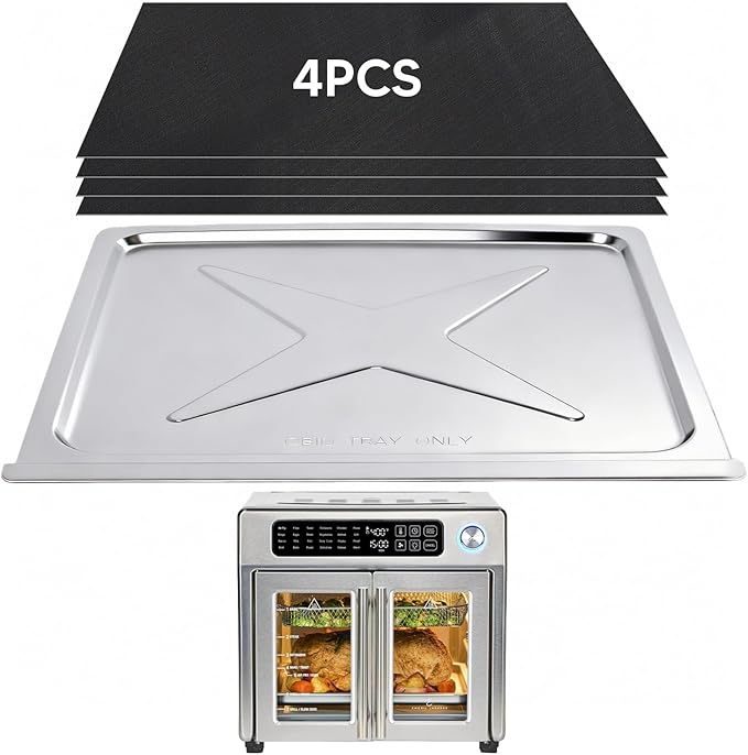 Crumb Tray Replacement for Emeril Lagasse 26 Qt Extra Large French Door Air Fryer, Crumb Tray with 4 Pcs Oven Liners Accessories for Emeril Lagasse 26 Qt Air Fryer