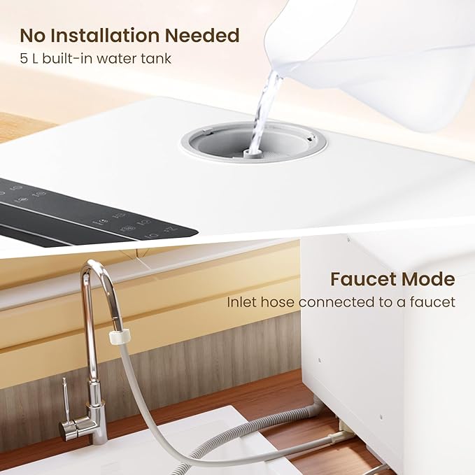 HAVA Countertop Dishwasher, 8 Wash Programs NEW Upgraded Model Portable Dishwasher with Child Lock & Delayed Start Function, 5L Water Tank for Apartments, Dorms, and RVs - No Hookup Needed