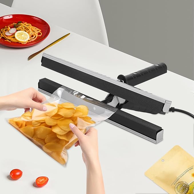 250W Heat Crimp Sealer, 12" Chip Bag Crimper with Adjustable 7 Gears Temperature, Hand Held Crimp, Mylar Bag Sealing Machine Tool, Mini Sealer for Aluminum Foil Kraft Snack Bags