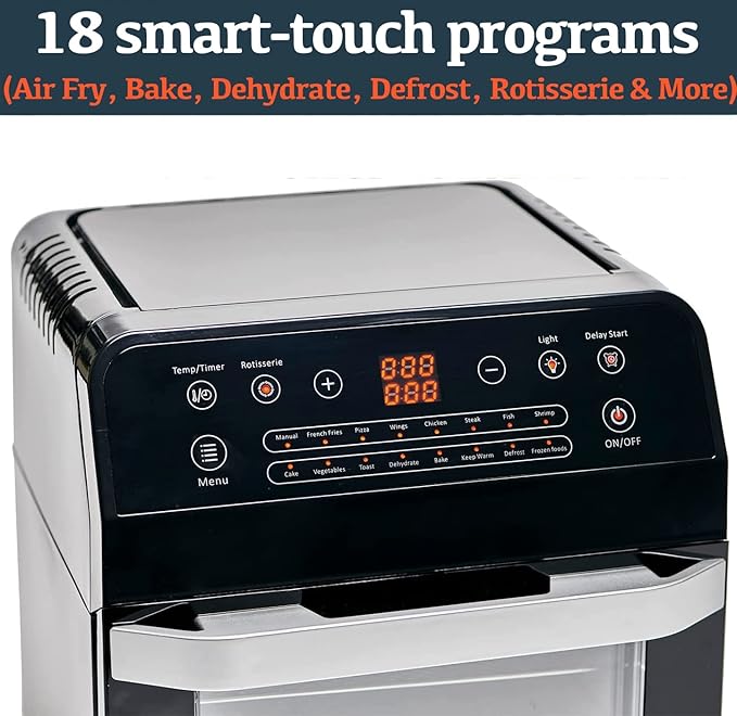 Yedi HOUSEWARE Total Package Air Fryer Oven XL, 12.7 Quart, Deluxe Accessory Kit, Recipes, BPA-Free, Auto Shutoff, Black