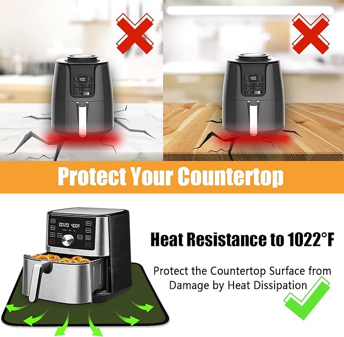 21x24in Heat Resistant Pad, Countertop Protector Mat for Big Appliances, Hot Pads Under Air Fryer Oven, Wide Kitchen Mat