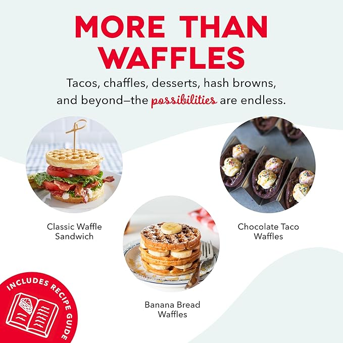 Dash Mini Waffle Maker- Compact Electric Iron for Creative Homemade Treats - PTFE nonstick surface - Easy-to-Clean - Perfect for Kids & Families - Silver