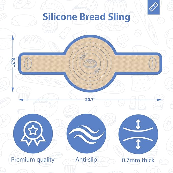 Silicone Bread Sling for Dutch Oven, Silicone Sourdough Baking Sling Non-Stick & Easy Transfer, Sourdough Mat for Bread Baking Supplies - 2PCS
