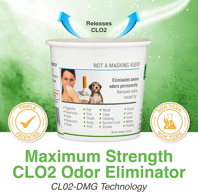 Biocide Systems Room Shocker Strong Odor Eliminator for Home & Office, Eco-Friendly Chlorine Dioxide Odor Bomb for House Interior Up to 400 Square Feet of Floor Space (4-Pack)