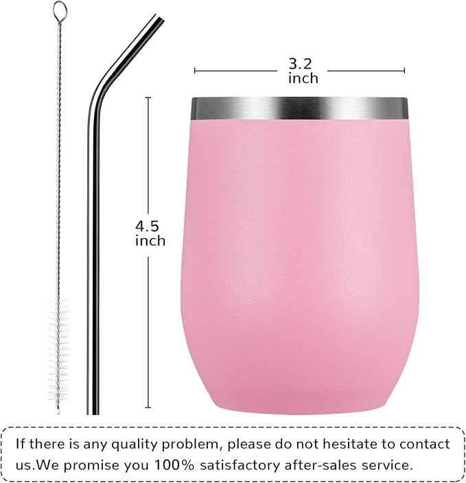MEWAY 12oz Wine Tumbler Mix Color 4 Pack Bulk Gifts for Women, Vacuum Stainless Steel Travel Mug with Lid,Insulated Stemless Wine Cup Glass for Coffee,Cocktails,Drinks(Mix,Set of 4)