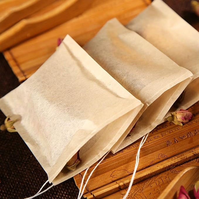 NEPAK 600 Pcs Disposable Tea Filter Bags for Loose Tea,Drawstring Empty Bag for Loose Leaf Tea,with 100% Natural Unbleached Paper(3.15 x 3.94 inch)