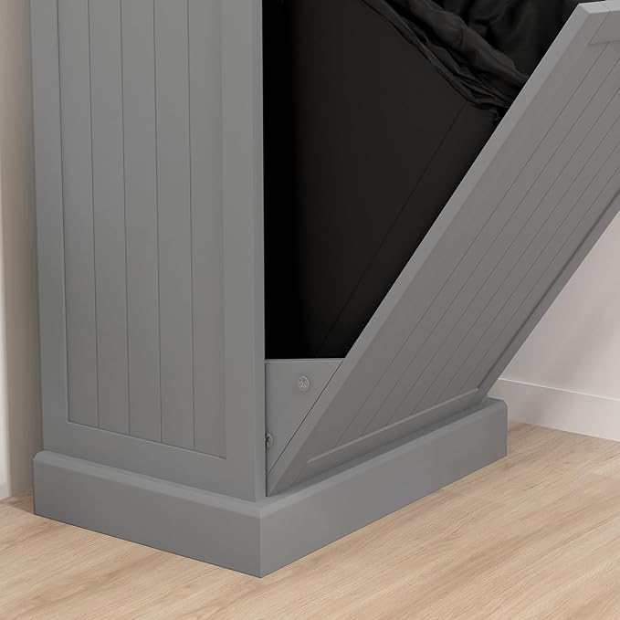 HOMCOM Kitchen Tilt Out Trash Bin Cabinet Free Standing Recycling Cabinet Trash Can Holder with Drawer, Gray