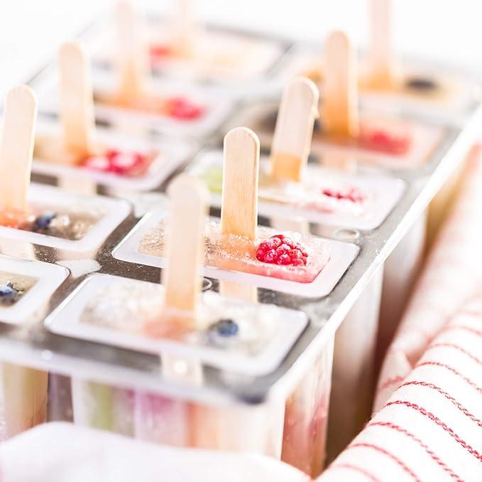 Fox Run Frozen Popsicle Maker Ice Pop Mold, with 24 Sticks, BPA-Free Plastic and Aluminum