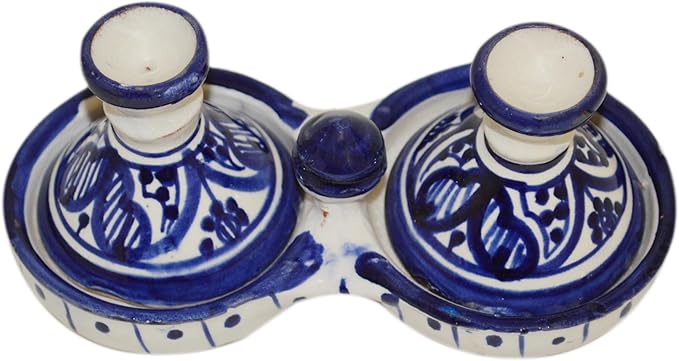 Moroccan Handmade Tagine Double Spice Holder seasoning Container
