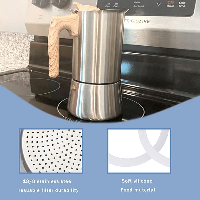 Sivaphe 9 Cup Stovetop Espresso Coffee Maker Replacement Infuser Parts Only for 450ml Stainless Steel Italian Moka Pot, 1 Filter and 3 Silicone Gasket Seals
