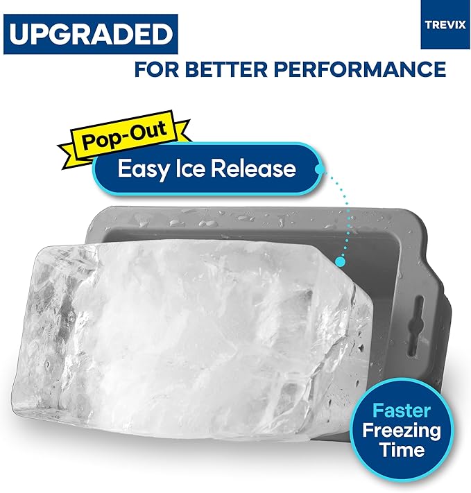 Trevix Ice Block Mold for Ice Bath (2 PCS) - Makes 9 LBS Large Ice Cube Molds, Reusable Ice Cube Tray, Large Silicone Ice Molds (Gray, 2pcs(9lbs))
