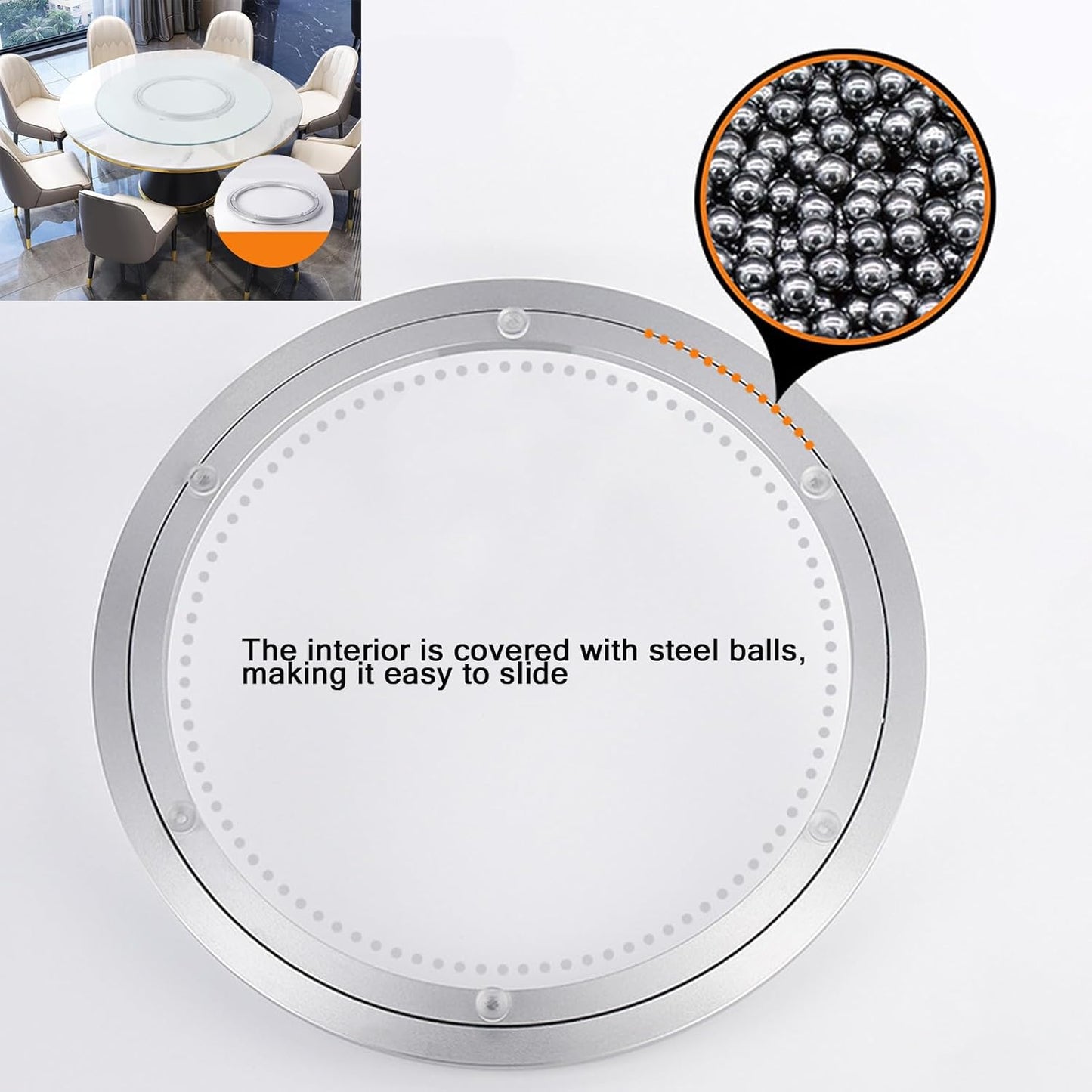 Lazy Susan Metal Heavy Duty Hardware Rotating Turntable Bearings Swivel Plate Bearing Aluminum Metal for Dining-Table and Workbench (12 Inchs) …