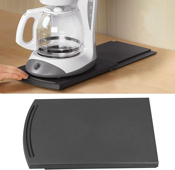 Tapis A Glissiere Cafe Sliding Tray,Kitchen Appliance Rolling Counter Large Black Kueirg Whitestorage Organization,Sliding Coffee Maker Tray Mat Countertop Coffee Appliance Moving Holder