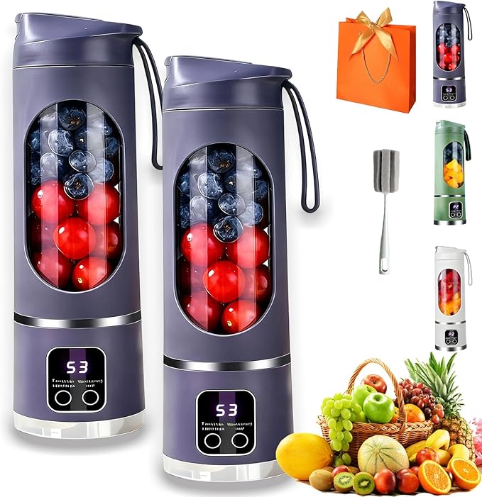 Digital Multimode Juicer Blender - Smart Led Display, Portable Usb Personal Electric Blender, Juicer Shakes And Smoothies Blender For Smoothies Liquid Diet, Shakes, Leak Proof Design (2PC-B)