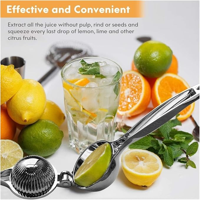 Manual Juicer Hand Press Stainless Steel Lemon Juicer Manual Citrus |-resistant Dishwasher-safe Squeezer |for Lemons Limes More(2-In-1 Lemon Squeez)
