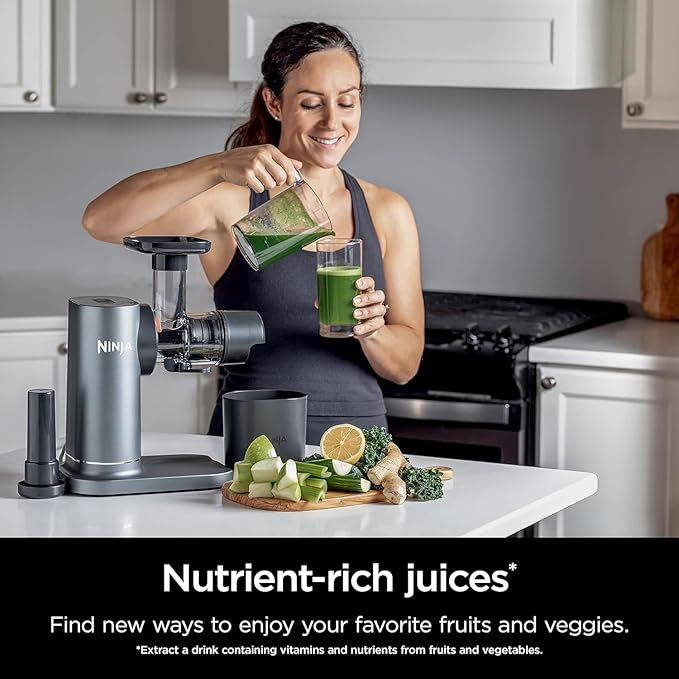 Ninja (Refurbished) JC151 NeverClog BPA-Free Cold Press Juicer with Total Pulp Control and 2 One-Touch Programs (Machine Gray, Renewed) (Renewed)