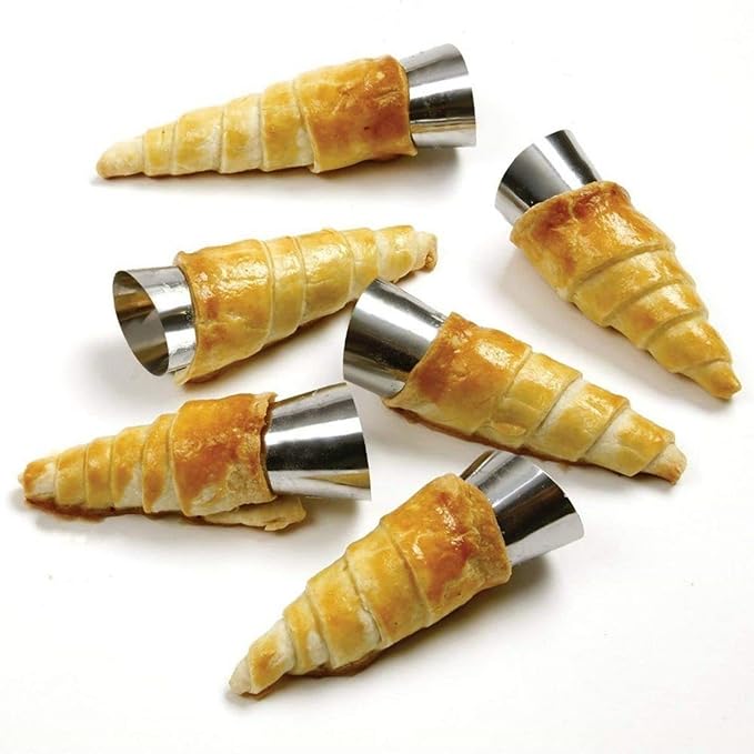 Joyeee 10 Pack Cream Horn Molds - Small & Large, 5 Inch & 3.4 Inch Cream Horn Cones for Breakfast, Tea & Parties