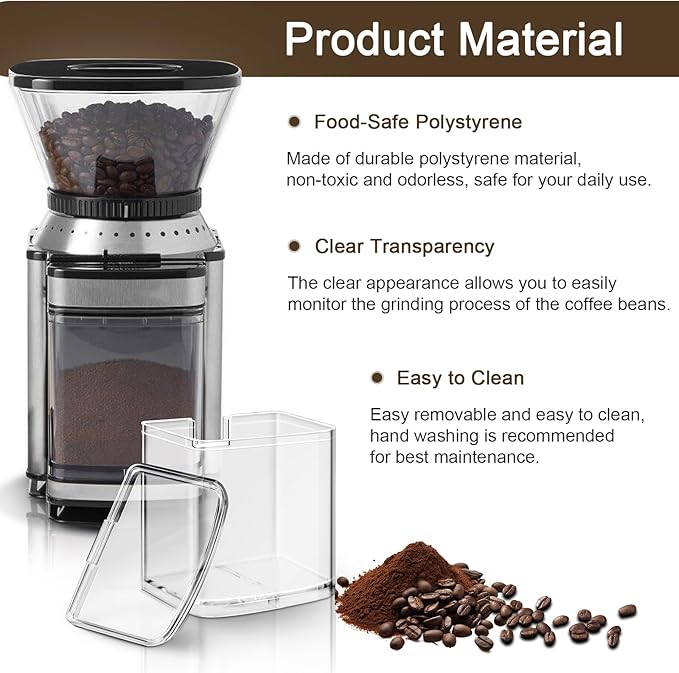 DBM-8GC Grind Chamber With Lid for Cuisinart Burr Coffee Grinder DBM-8P1, Removable Grind Chamber for Food Processor Replacement Parts