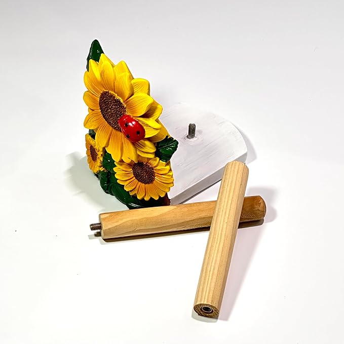 Sunflower Paper Towel Holder for Kitchen Counter, Decorative Farmhouse Paper Towel Stand with Wooden Rod, Cute Kitchen Countertop Paper Towel Dispenser, Rustic Kitchen Decor