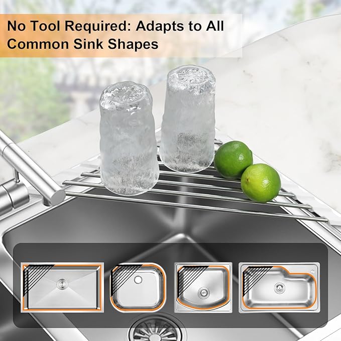 Sink Caddy Sponge Holder for Kitchen Sink, Small Dish Drainer for Kitchen Counter, Triangle Sink Brush Drainer Rack, Collapsible Dishes Drying Rack Over Sinks, Dishrack Utensil Holder Dryer White