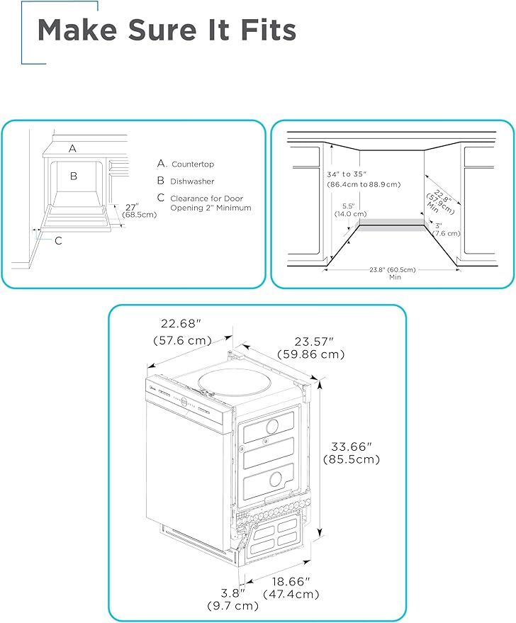 BLACK+DECKER 24" Built-In Dishwasher, 12-Place Setting Capacity with Stainless Steel Tub, Dish Washer with 5 Wash Programs and Smart Wash Cycle, ENERGY STAR Certified, BDW100MW, White