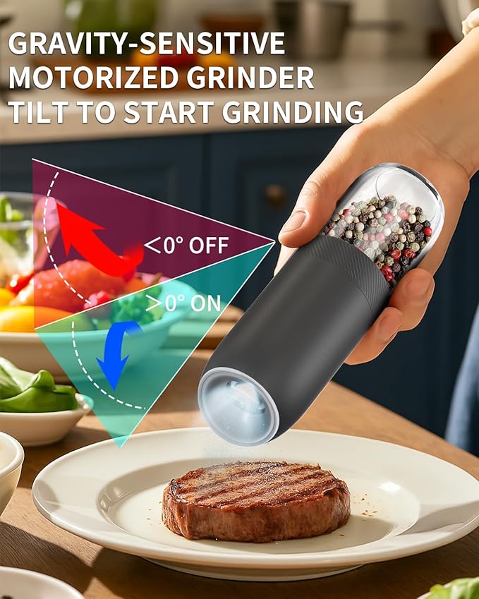 Gravity Electric Pepper Grinder Set and Rechargeable Wine Opener Set