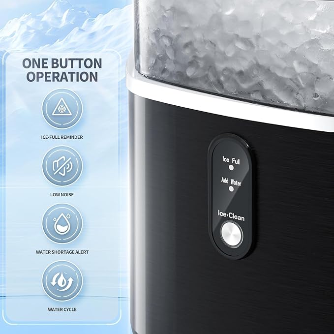 Antarctic Star Nugget Ice Maker Countertop,Ready in 6 Mins, 36Lbs Every 24H, Self-Cleaning, One Button Operation,for Home/Kitchen/Camping/RV. (Black)
