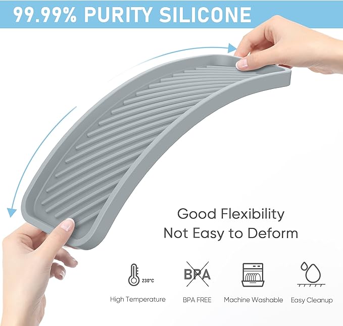 EG-SIPRO Kitchen Sink Organizer Tray,2 Pack Silicone Sponge Holder for Kitchen Sink Bathroom Counter Tray Silicone Soap Tray Holder for Soap dispenser Bottle