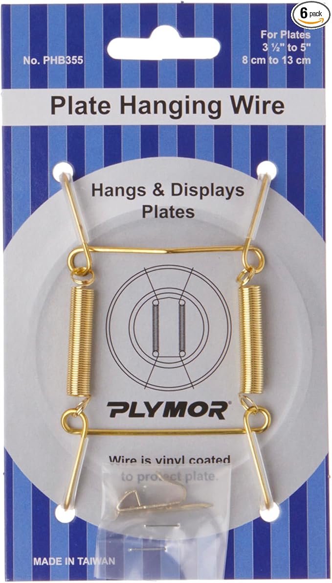 Plymor Shiny Gold Finish Wall Mountable Plate Hanger, 3.125" H x 1.75" W x 0.5" D (for Plates 3.5" - 5"), Pack of 6