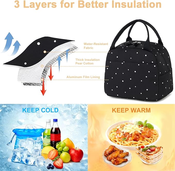 Bluboon Lunch Bag for Women Men Cute Lunch Tote Bags Reusable Insulated Lunch Box Large Capacity Reusable Insulated Cooler for Work Picnic or Travel