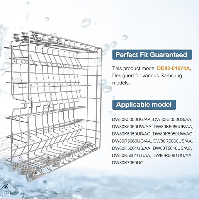 【2026 UPGRADED】DD82-01074A Middle Rack Assembly Replacement Parts Fit for Samsung Dishwasher Dishrack DW80R5061,DW80R5060,DW80K7050UG,DW80K5050US Series