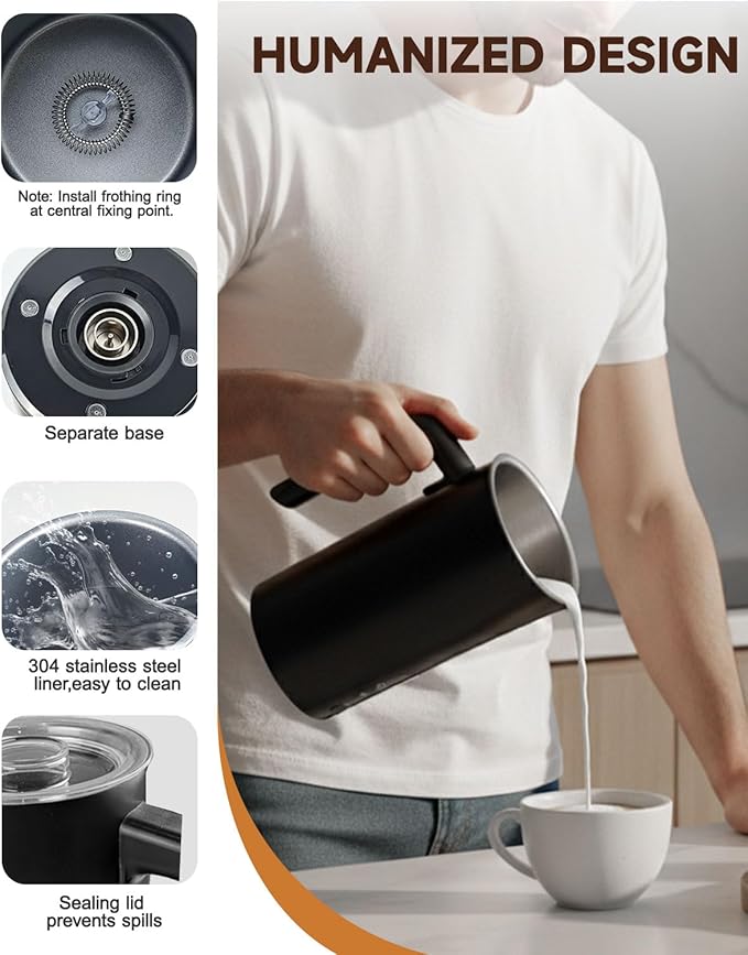 Electric Milk Frother, 4-in-1 Automatic Milk Frother and Steamer 11.8oz/350 ml, Hot and Cold Foam Maker, Milk steamer Warmer Heater Foamer for Coffee, Latte, Cappuccino, Matcha