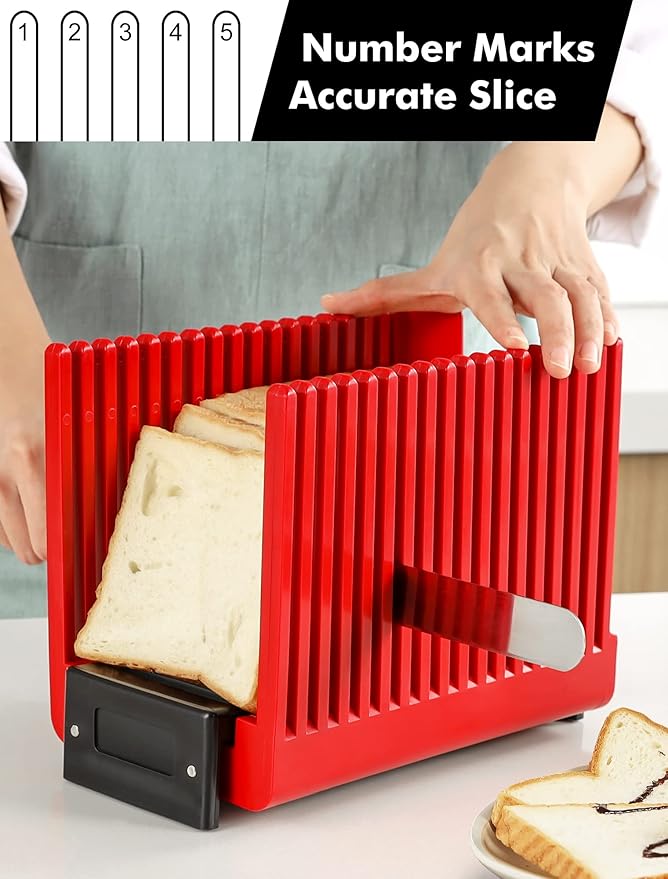 Bread Slicer for Homemade Bread Loaf Bagels, Bread Slicing Guide Easy to Clean Flodable and Campact Bread Cutter without BPA