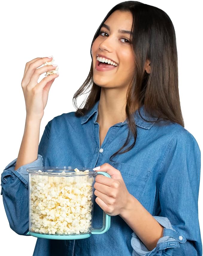 Presto 04811 PopLite My Munch Hot Air Popcorn Popper - Personal Sized,Built-In Serving Bowl,Compact Design,8 Cups,Blue,(Pack of 2)