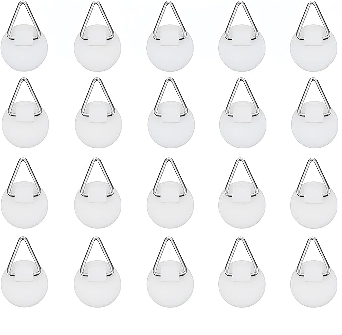 20Pcs 0.9in White Round Invisible Adhesive Plate Hangers,Vertical Plate Holders Wall Mount Display Holder,No Nails Decorative Plates for Artworks