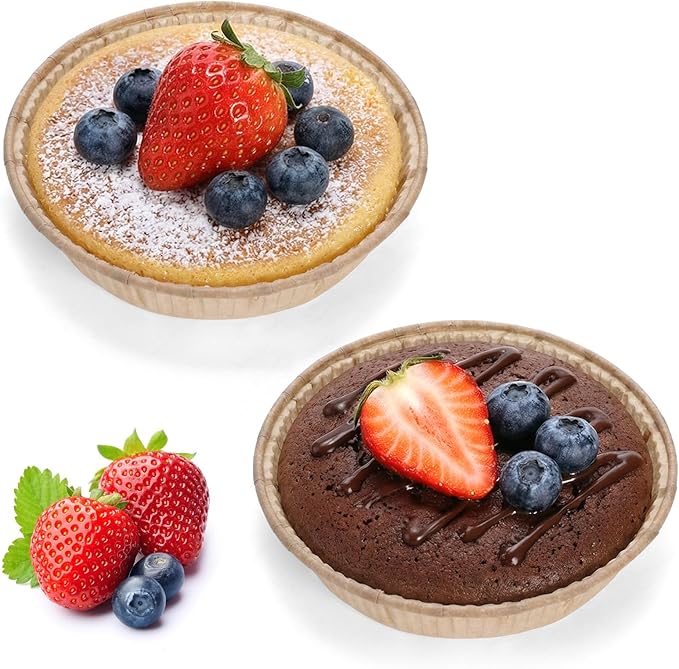 SOUJOY 200 Pcs Paper Mini Tart Pans for Baking, 4 Inch Disposable Pie Tins, Non-stick Pie Pans for Individual Small Quiche, Cakes, Cinnamon Rolls, Desserts, Oven Microwave Air Fryer Safe