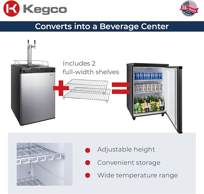 Kegco K309SS-2 24" Wide Dual Tap Stainless Steel Digital Kegerator