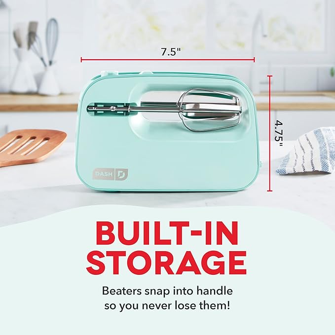 Dash SmartStore™ Compact Hand Mixer Electric for Whipping + Mixing Cookies, Brownies, Cakes, Dough, Batters, Meringues & More, 3 Speed, 150-Watt - Aqua (Pack of 4)