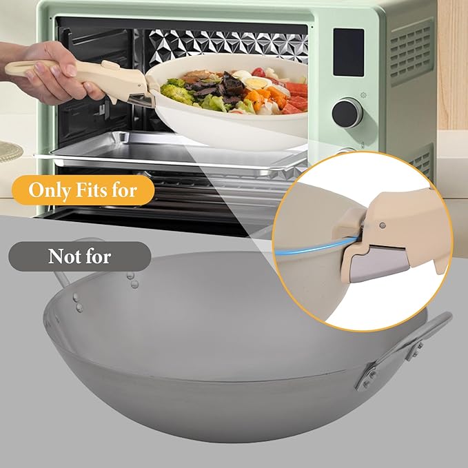 Removable Pot Handle, 2Pcs Universal Pan Handle, Replacement Handle for Pots and Pans, Fits All Cookware, Includes 2Pcs Spoon Rest, Durable & Heat-Resistant, Cream Beige