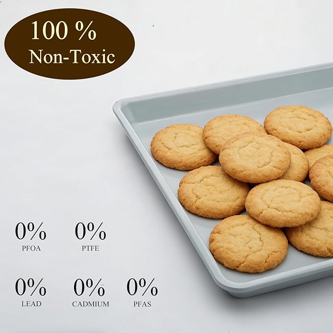 Cookie Sheets for Baking 18x13", Half Ceramic Baking Sheet, Non-Stick & Non-Toxic Ceramic Coating, 2.2mm Thick Aluminum Oven Trays for Cooking, PTFE & PFOA Free