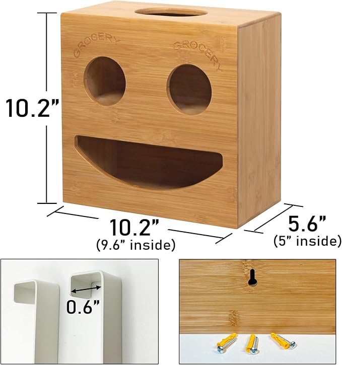 2-in-1 Trash Bag Dispenser & Grocery Bag Holder with Hanger for Standard Trash Bag Rolls, Trash Bag Storage Holder Organizer for Garbage Bags, Hang Over the Door and Wall Mounted