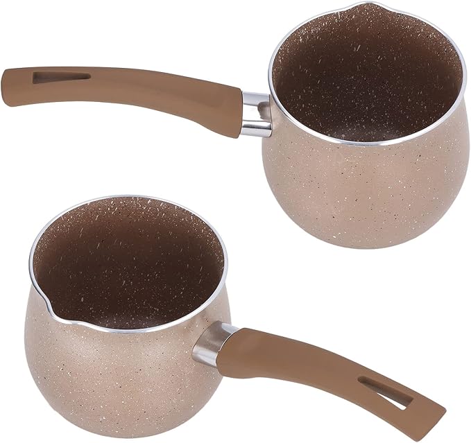 Mini Saucepan, Nonstick Butter Warmer Multi Milk Pot Stockpot Practical Small Melting Pot with Handle Pour Spouts
