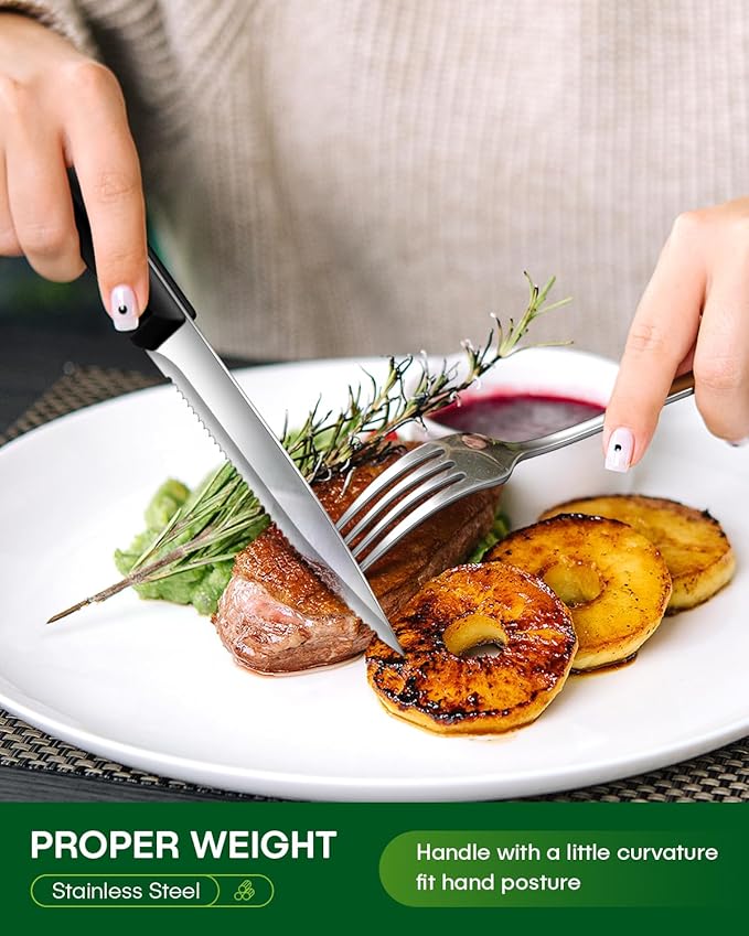 PHILIPALA 72 Pcs Silverware Set with Steak Knives Food-Grade Stainless Steel Flatware Set for 12 Mirror Cutlery Include Forks Spoons and Knives Set Dishwasher Safe Utensil Sets for Home Restaurant